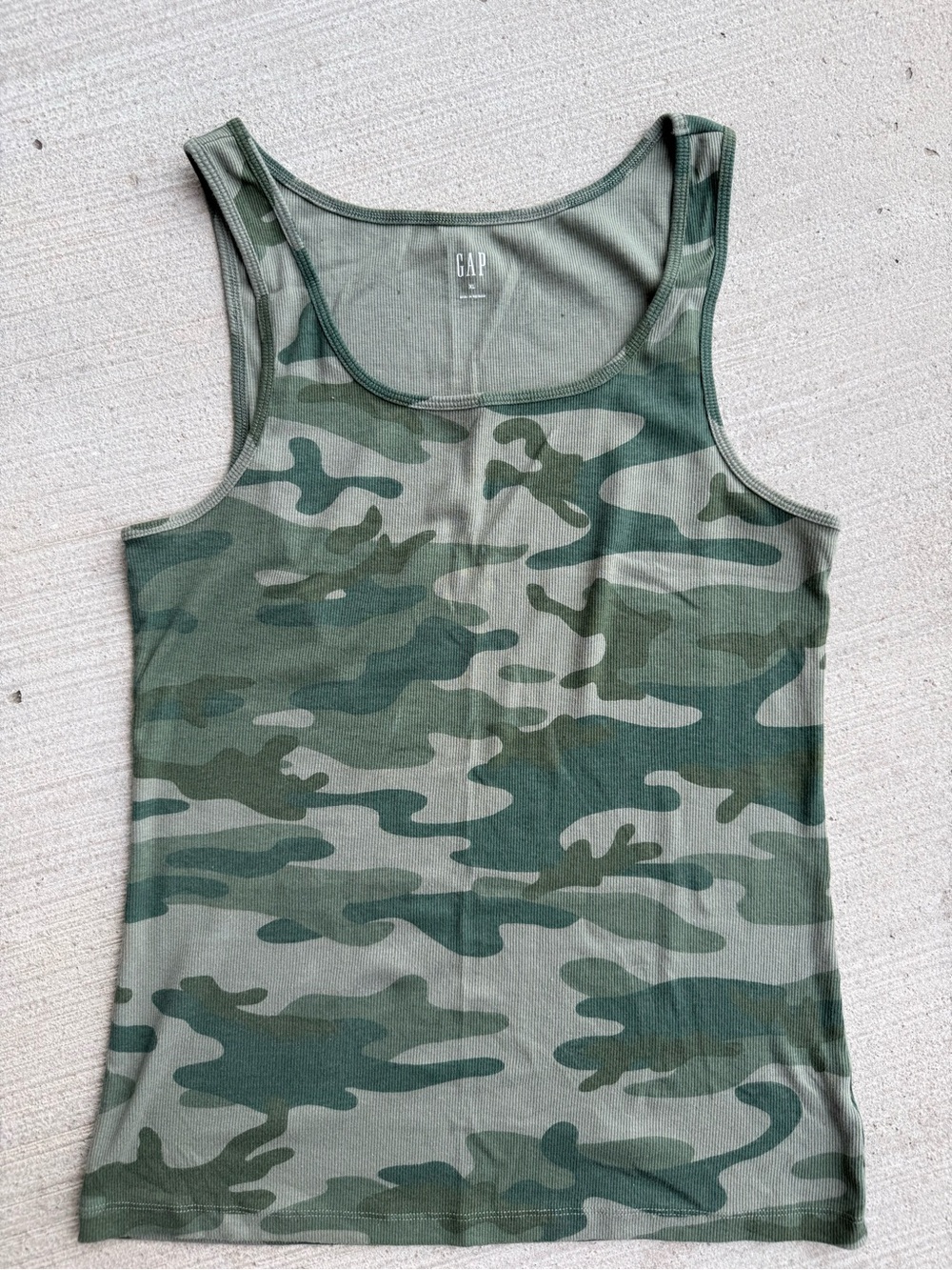 GAP Olive and Forest Green Camo Ribbed Tank